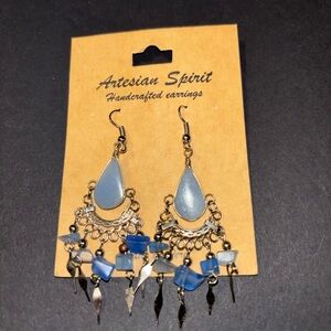 Artesian Spirit Handcrafted Blue Stone Dangle Earrings Made in Peru